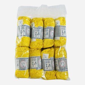 Lot of 8 (400 gr) Vintage Mayflower Bright Yellow 100% Cotton Knitting Yarn NWT